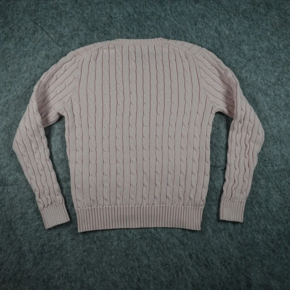 Polo Ralph Lauren Sweater Womens Large Pink Cable Knit Crewneck Long Sleeve - Picture 9 of 13